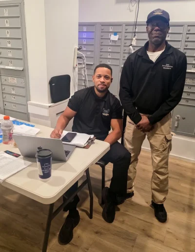 Tim Little and security guard